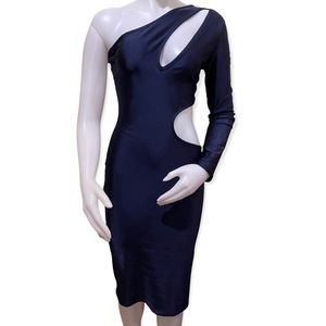 Navy Blue Off The Shoulder Dress